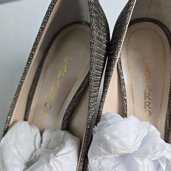 Caparros Heels Womens 7.5B Pumps‎ Floral Sparkly Gold Silver Cocktail Wedding - Picture 5 of 9